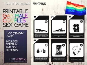 A printable naughty bedroom game for gay male couples